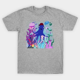 The Story of the Sea,octopus, jellyfish, coral reefs, seaweed T-Shirt
